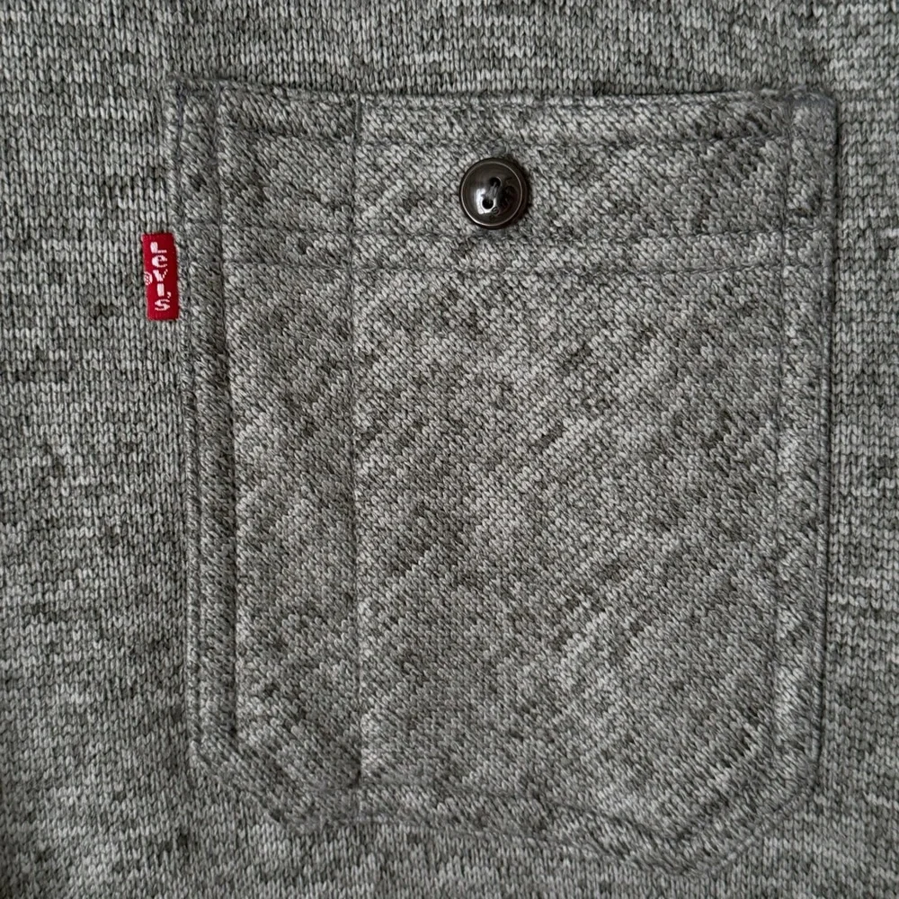 Levis Fleece Lined Button Up Shirt Mens XL Gray Black Shacket Workwear Western